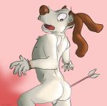  2018 anthro arrow backsack balls canine cub cupid cupid&#039;s_arrow digital_media_(artwork) dog floppy_ears flopsy fur holidays male mammal nude skittleytwix solo surprise valentine&#039;s_day young 