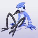  anthro avian beak bird blue_jay cartoon_network corvid fur humanoid_penis male mordecai_(regular_show) penis regular_show solo uncut zawmg 