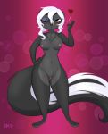  &lt;3 2018 anthro areola big_breasts blush breasts brown_eyes chest_tuft diana_rayablanca disney fan_character female gradient_background hair hand_on_hip looking_at_viewer mammal navel nipples nude one_eye_closed pubes pussy signature simple_background skeletonguys-and-ragdolls skunk standing tuft white_hair wink zootopia 