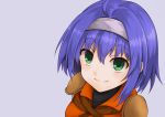  ahoge alternate_hair_length alternate_hairstyle blue_hair fire_emblem fire_emblem:_souen_no_kiseki green_eyes hairband headband looking_at_viewer purple_hair short_hair smile solo takaneko wayu_(fire_emblem) 