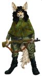  2018 5_fingers a_inc anthro black_hair boots canine clothed clothing female fennec footwear fox fur gun hair mammal mosin_nagant purple_eyes ranged_weapon russian silvera solo soviet_union weapon 