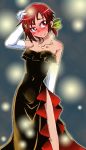  breasts cleavage commentary_request dress graphite_(medium) hino_akane_(smile_precure!) medium_hair millipen_(medium) onnaski precure red_eyes red_hair small_breasts smile_precure! solo traditional_media 