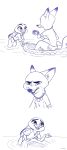  2018 absurd_res anthro canine clothed clothing comic disney female fox frava8 fur hi_res judy_hopps lagomorph male mammal monochrome nick_wilde rabbit simple_background zootopia 