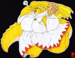  big_breasts breasts clothed clothing dragon female horn melee_weapon overweight robe rubyzitchdragon thick_tail weapon white_mage 