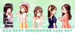  :d absurdres black_hair brown_hair hair_ornament hat highres kidanieru komatsu_mikako long_hair mikami_shiori multiple_girls ookubo_rumi open_mouth real_life seiyuu smile takamori_natsumi uesaka_sumire 