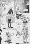  2004 anthro balls breasts caprine cat clothing comic doctor_dee feline female flaccid goat half-erect horn karno male mammal monochrome nude penis pussy undressing 