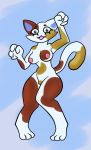  2018 animal_crossing anthro barefoot breasts butt cat feline female flying_afro fur invalid_tag looking_at_viewer mammal nintendo nintento nipples paws purrl_(animal_crossing) simple_background solo tongue tongue_out video_games 