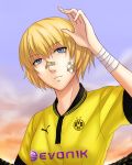  blonde_hair blue_eyes borussia_dortmund bundesliga germany original personification puma_ag reiji-rj short_hair soccer soccer_uniform solo sportswear 