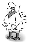  avian bird black_and_white breasts clothing colplasticat feathers female gloves hair monochrome nightgown slightly_chubby solo turkey 