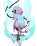  cable closed_eyes commentary creature flaaffy floating full_body gen_2_pokemon glitch highres no_humans pokemon pokemon_(creature) purple_skin rock-bomber sheep signature smile solo 