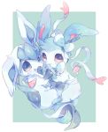  blue blue_background blue_eyes commentary_request gen_4_pokemon gen_6_pokemon glaceon hideko_(l33l3b) highres hug looking_at_viewer no_humans pokemon pokemon_(creature) simple_background sylveon 