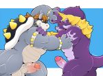  balls bowser fur glans green_scales grey_hair grey_scales hair humanoid_penis male mammal mario_bros muscular muscular_male mustelid nintendo not_sure_if_gay orange_hair otter penis pok&eacute;mon pok&eacute;mon_(species) purple_fur reptile samurott scales scalie schwarzfox tattoo vein veiny_penis video_games wrestling 