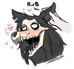  &lt;3 ambiguous_gender anthro black_fur canine duo fur human kea_(artist) mammal monster open_mouth scp-1471 scp_foundation simple_background solo_focus text 