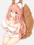  animal_ear_fluff animal_ears arms_under_breasts bangs bare_arms bare_shoulders blush breast_hold breasts cleavage closed_mouth collarbone cowboy_shot curvy eyebrows_visible_through_hair fate/extra fate_(series) fox_ears fox_girl fox_tail from_above grey_background hair_between_eyes highres invisible_chair large_breasts light_smile long_hair looking_at_viewer looking_up naked_towel pink_hair see-through shiny shiny_skin silver_(chenwen) simple_background sitting skindentation solo tail tamamo_(fate)_(all) tamamo_no_mae_(fate) thighs towel very_long_hair yellow_eyes 