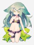  asp@juken bikini black_bikini breasts closed_mouth gatchaman_crowds green_eyes green_hair grey_background highres long_hair navel simple_background small_breasts solo swimsuit utsutsu very_long_hair 