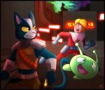  alien avocato cat clothing danger feline final_space gary_(final_space) human laser male mammal mooncake_(final_space) timbernator_(artist) 