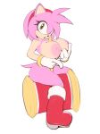  amy_rose areola big_areola big_breasts boots bracelet breasts clothing eyelashes female footwear fur gloves green_eyes hairband hedgehog holding_breast jewelry mammal mostly_nude nipples piko_piko_hammer pink_fur plantpenetrator quills simple_background sitting solo sonic_(series) white_background 