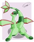  3_toes after_sex all_fours anus butt cum cum_in_pussy cum_inside female flygon gefauz green_skin long_tail looking_at_viewer looking_back nintendo pok&eacute;mon pok&eacute;mon_(species) raised_tail rear_view spread_legs spreading stripes toes tongue tongue_out video_games wings 