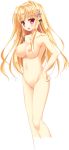  absurdres blonde_hair blush breasts censored cropped_legs eyebrows_visible_through_hair hair_ornament hand_on_hip highres kamishiro_kohaku large_breasts long_hair lost_echoes mosaic_censoring nipples non-web_source nude official_art open_mouth pussy red_eyes solo tamiya_akito transparent_background 