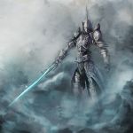 armor demon's_souls fog gauntlets greaves helmet highres holding holding_sword holding_weapon male_focus oyu_(mxqxm) pauldrons penetrator solo souls_(from_software) sword weapon 