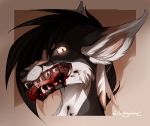  ambiguous_gender anthro blood canine glowing glowing_eyes gore headshot looking_at_viewer mammal open_mouth solo tongue tongue_out trinanya wounded 