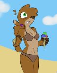  beach bikini cervine clothing deer dessert female food ice_cream mammal outside rina_an_dan seaside solo spinater swimsuit 