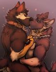  2018 5_fingers anthro biceps bramble butt canine chain collar digital_media_(artwork) dog domination duo eyes_closed fordshepherd fur garnetto german_shepherd kissing male male/male mammal nude pawpads paws pecs simple_background 