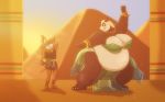  big_breasts breasts egyptian exercise gillpanda_(character) hedgehog huge_breasts mammal overweight robthehoopedchipmunk rodent shy sunset 