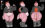  2017 anthro big_breasts big_butt blattarieva boots breasts butt clothing collar facial_piercing fan_character female fingerless_gloves fishnet footwear gloves mario_bros model_sheet navel nintendo nose_piercing overweight piercing pink_yoshi slightly_chubby solo video_games yoshi 