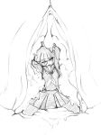  1girl camel_(dansen) monochrome one_eye_closed original sailor_timer skirt vore 