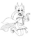  animal_ears camel_(dansen) caster_(fate/extra) cleavage fate/extra fate_(series) monochrome paw_pose tail tamamo_(fate)_(all) tamamo_no_mae_(fate) 