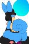  2018 anthro anus big_breasts big_butt blue_fur blush breasts butt canine cum curled_tail digital_media_(artwork) dildo exhaling eyes_closed feet female fluffy fur hair invalid_color invalid_tag looking_back lucario mammal nintendo nipples nude open_mouth pawpads penetration pok&eacute;mon pok&eacute;mon_(species) rear_view sex_toy simple_background sitting smile solo thick_thighs tongue traashmann vaginal video_games wet wide_hips yellow_fur 