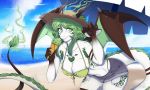  aromagon beach breasts clothing dessert dragon female food ice_cream nipple_bulge seaside shorts solo summer umbrella zingiber 