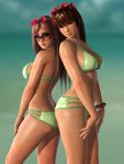 3d beach bikini dead_or_alive female honoka_(doa) kasumi_(doa) multiple_girls radianteld swimsuit xps 