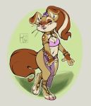  anklet anthro armlet bracelet breasts brown_fur brown_hair canine cleavage clothed clothing dog eyes_closed female fur hair jewelry maleeha mammal multicolored_hair reign-2004 skimpy solo tan_fur tan_hair two_tone_hair 