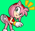  amy_rose anthro bent_over clothing dress eyelashes female footwear gloves green_eyes hairband hedgehog looking_back mammal open_mouth panties shoes simple_background solo sonic_(series) sonictopfan surprise underwear upskirt 