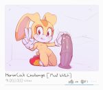  anthro blush clothing cream_the_rabbit cub dildo equine_dildo eyelashes female flat_chested footwear gloves it&#039;ll_never_fit kekitopu kneeling lagomorph looking_at_viewer lube mammal mostly_nude navel nipples pussy rabbit sex_toy shoes solo sonic_(series) tongue tongue_out v_sign young 