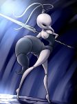  anthro arthropod black_eyes chochi female hollow_knight insect iselda_(hollow_knight) melee_weapon polearm solo stinger weapon 