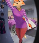  2018 anthro breasts canine car clothed clothing digital_media_(artwork) feliscede female fox fur garage green_eyes hi_res hidden_camera jewelry makeup mammal mascara meika_(rimba_racer) multicolored_fur necklace orange_fur poster rimba_racer smile solo tan_fur two_tone_fur vehicle wallpaper 