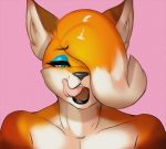  2019 anthro black_nose canid canine eyelashes fox fur girly makeup male mammal mascara open_mouth orange_fur quote_(quotefox) quotefox smile solo tongue tongue_out white_fur 