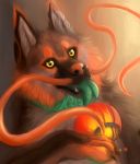  brown_fur canine digital_media_(artwork) fur green_tongue hybrid mammal muns11 orange_fur yellow_eyes 