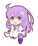  chibi d-pad d-pad_hair_ornament haguraa_(zerozeek) hair_ornament highres long_hair nepgear neptune_(series) purple_eyes purple_hair solo striped striped_legwear 