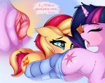  &lt;3 &lt;3_eyes ... 2018 animal_genitalia animal_pussy blush clitoris close-up clothing cunnilingus cute cutie_mark dialogue drooling duo english_text equestria_girls equine equine_pussy eyebrows eyelashes eyes_closed female female/female feral feral_on_feral friendship_is_magic hair hi_res horn legwear looking_pleasured lying makeup mammal mascara mostly_nude multicolored_hair my_little_pony nude open_mouth oral pussy saliva sex socks speech_bubble striped_legwear striped_socks stripes sunset_shimmer_(eg) teal_eyes teeth text thigh_highs tongue tongue_out twilight_sparkle_(mlp) twiren two_tone_hair unicorn vaginal 