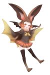  animal_ears bangs bat_ears bat_wings blush brown_long-eared_bat_(kemono_friends) cape elbow_gloves fangs gloves ise_(0425) kemono_friends neckerchief pleated_skirt puffy_short_sleeves puffy_sleeves short_hair short_sleeves skirt solo thighhighs wings 