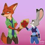  2018 anthro canine clothing disney female fox fur hi_res johnmigleart judy_hopps lagomorph male mammal nick_wilde rabbit simple_background zootopia 