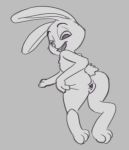  3_toes all_fours anthro bedroom_eyes butt disney female full-length_portrait grey_background greyscale half-closed_eyes hand_on_butt judy_hopps lagomorph long_ears looking_back mammal monochrome nude open_mouth portrait presenting presenting_hindquarters presenting_pussy pussy rabbit rear_view seductive short_tail simple_background sketch solo spread_butt spread_pussy spreading starshippizza toes zootopia 