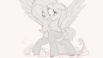  2016 building clothing equine eyelashes feathered_wings feathers female feral fluttershy_(mlp) friendship_is_magic fur hair house legwear long_hair macro mammal monochrome my_little_pony ncmares outside pegasus simple_background socks solo white_background wings 