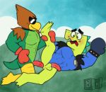  alligator anal anal_penetration anthro avian balls bird bowserboy101 crocodile crocodilian duo eagle eagleator hawk hawkodile hybrid male male/male penetration penis reptile scalie unikitty_show_(copyright) 