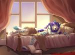  anthro balls bed blue_hair claws curtains feline hair kinsheph knot male mammal paws penis rena_dyne saber-toothed_cat sleeping solo window 
