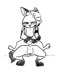  2019 2d_animation abdominal_bulge anal anal_penetration animal_genitalia animal_penis animated anthro balls black_and_white black_ears blush bouncing_balls bouncing_penis buckteeth canid canine canine_penis chair_position crossed_arms dipstick_tail disney duo ear_markings erection facial_markings fox from_behind_position fuel_(artist) fur_markings gloves_(marking) head_tuft jack_savage lagomorph loop male male/male male_penetrated male_penetrating mammal markings monochrome multicolored_tail nick_wilde nude one_eye_closed penetration penis rabbit sex simple_background sitting socks_(marking) teeth white_background zootopia 